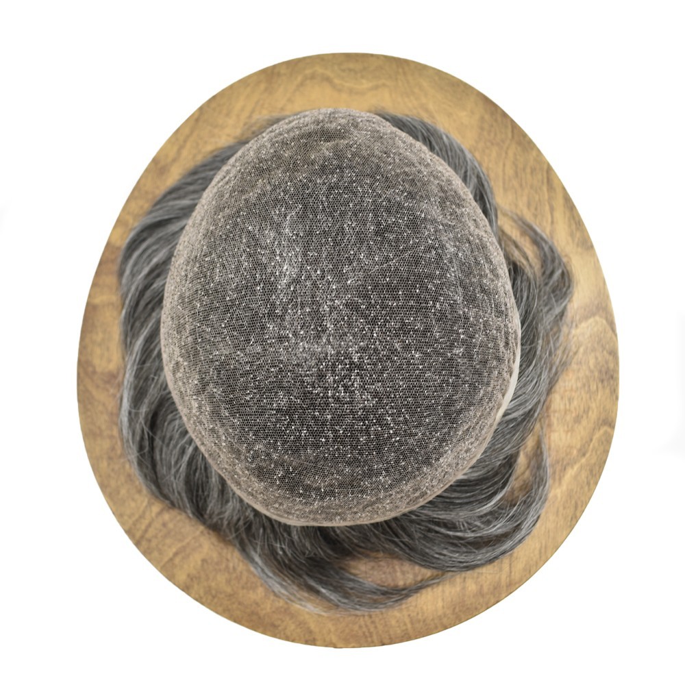 Full French Lace Mens Toupee Hairpiece Bleached Human Hair Replacement System US