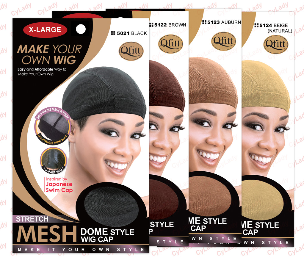 QFITT MESH DOME STYLE WIG CAP(4PCS) Black,Brown,Auburn,Beige Colors