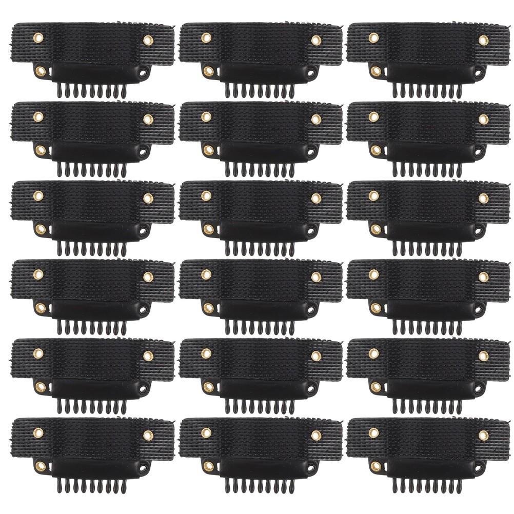 50Pcs Peel and Stick U Shape Snap Wig Clips Durable Plastic Metal Black