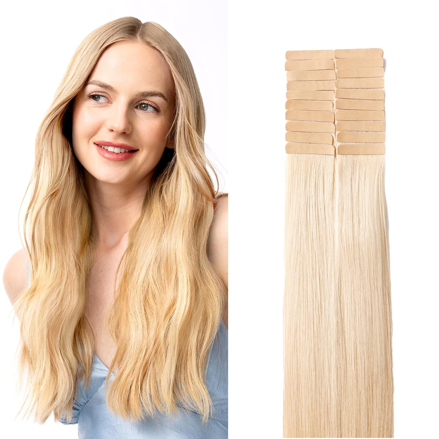 Luxy Tape-In Extensions 30″ Platinum Pearl – Premium 100% Remy Human Hair (50g)