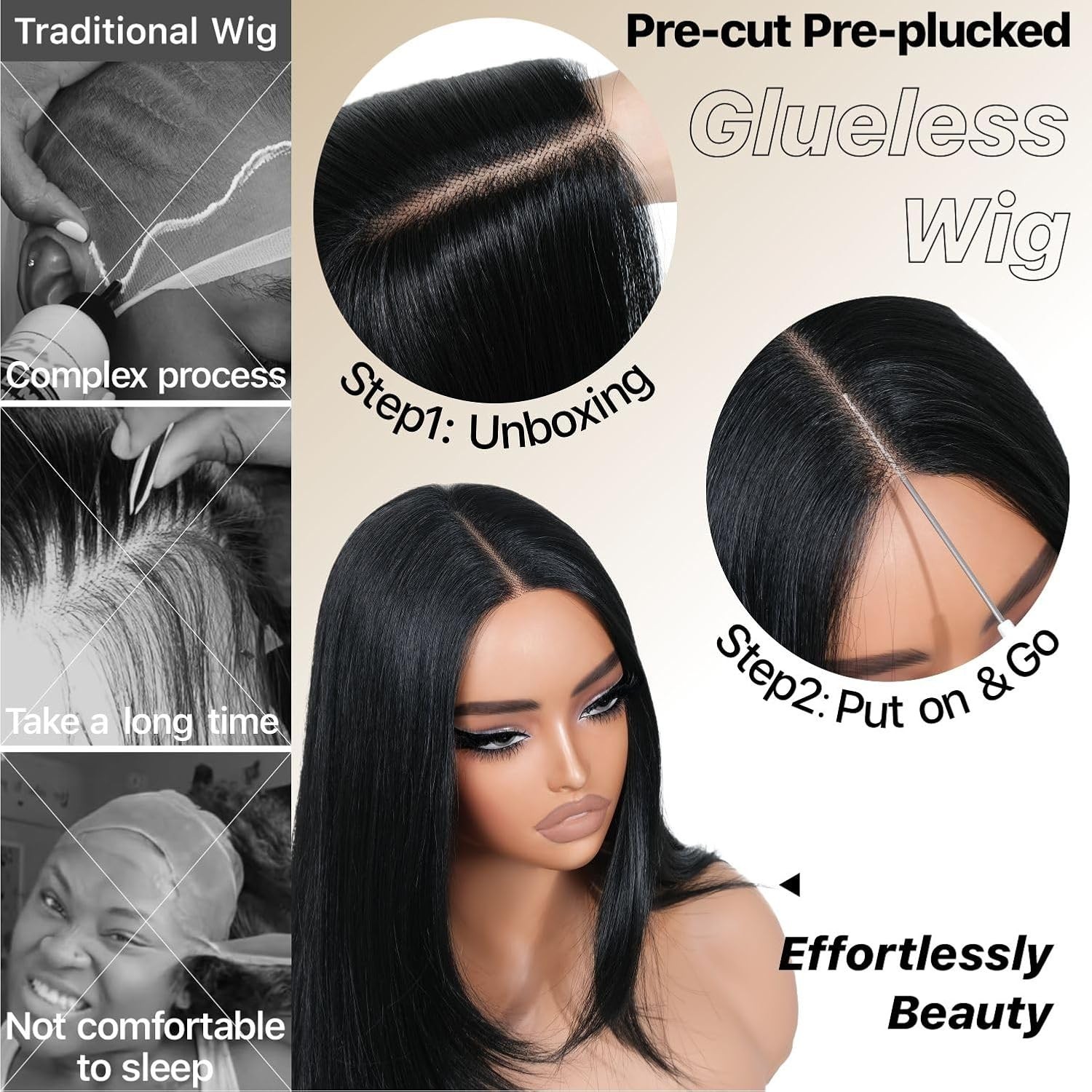 Easy-to-Wear 24-Inch Layered Synthetic Wig with Bangs – Perfect for Beginners