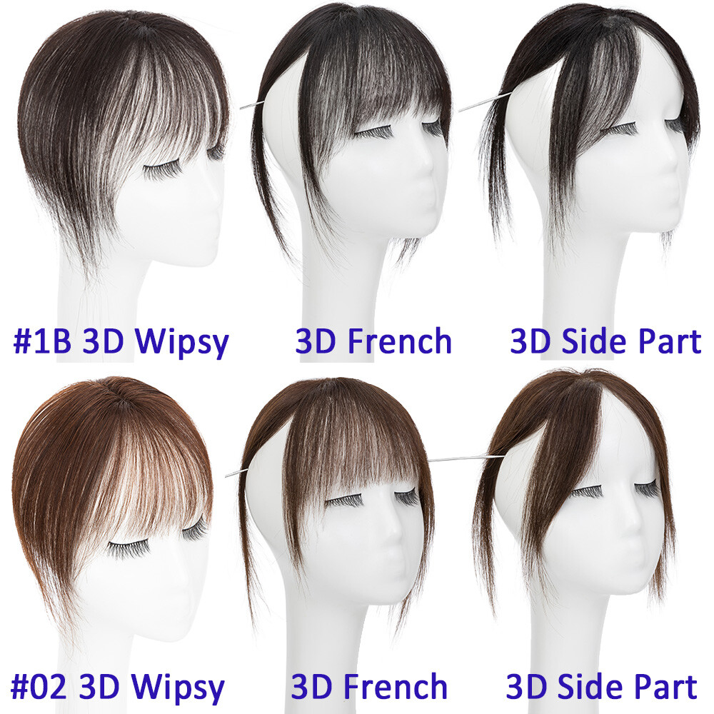 Clip In 100% Thin Thick Fringe Bangs Remy Human Hair Hairpiece Topper For Women