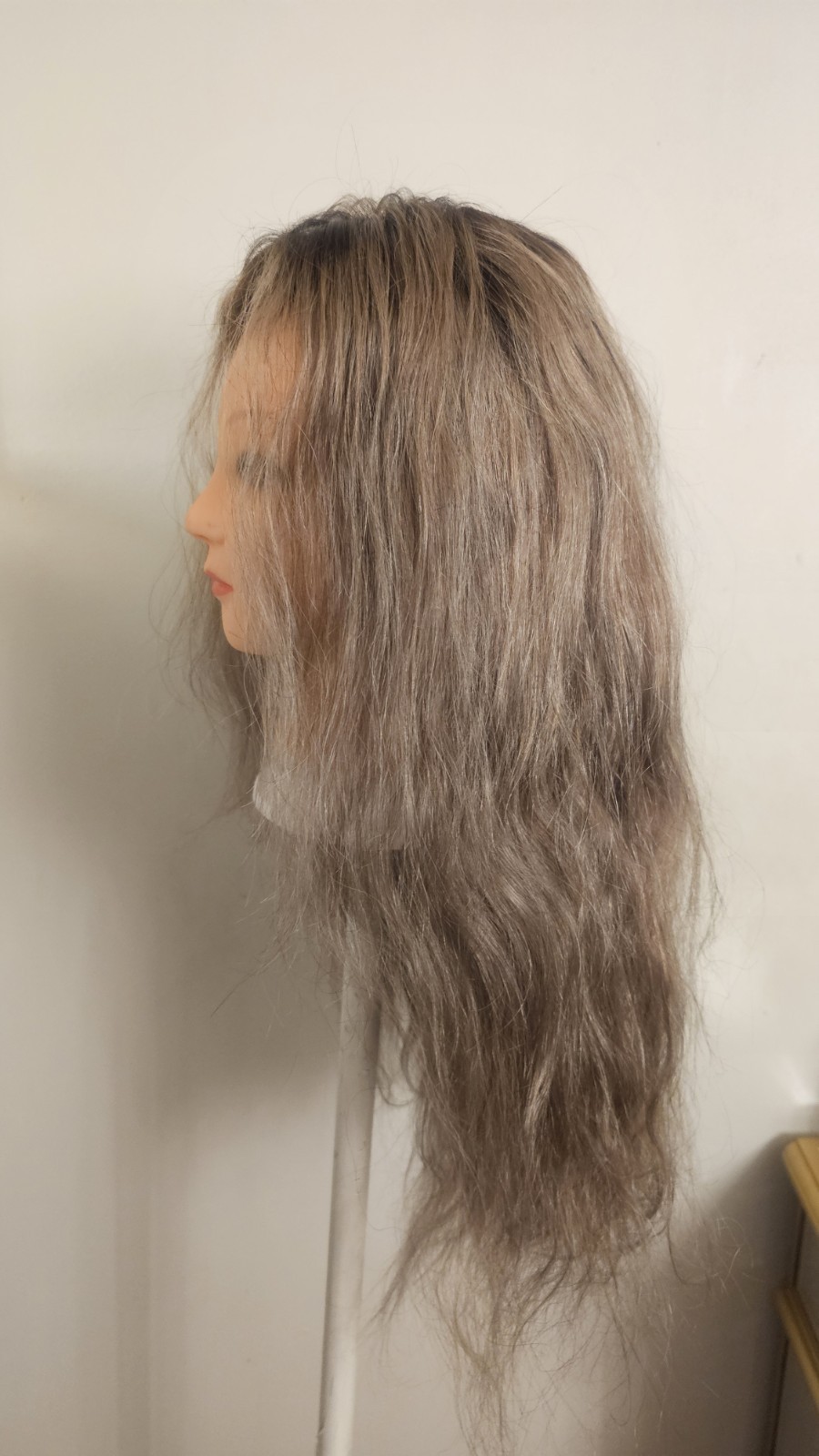 High Quality regular Top 22 to 24″ grey curly 100% Virgin Human Hair Lace Wig