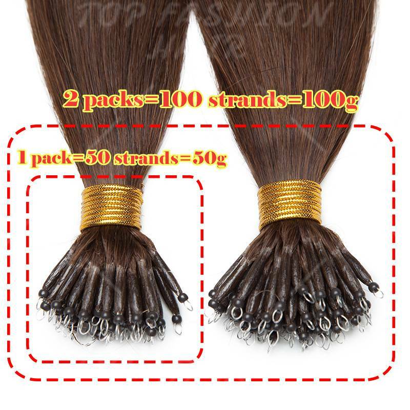 THICK Russian Nano Ring Micro beads Tip 100% Remy Human Hair Extensions 1g/s D02