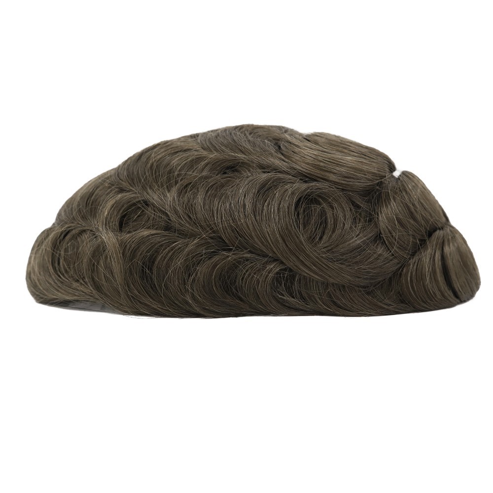 Toupee for Men Human Hair Replacement System 0.02mm Ultra Thin Skin Hairpieces#7