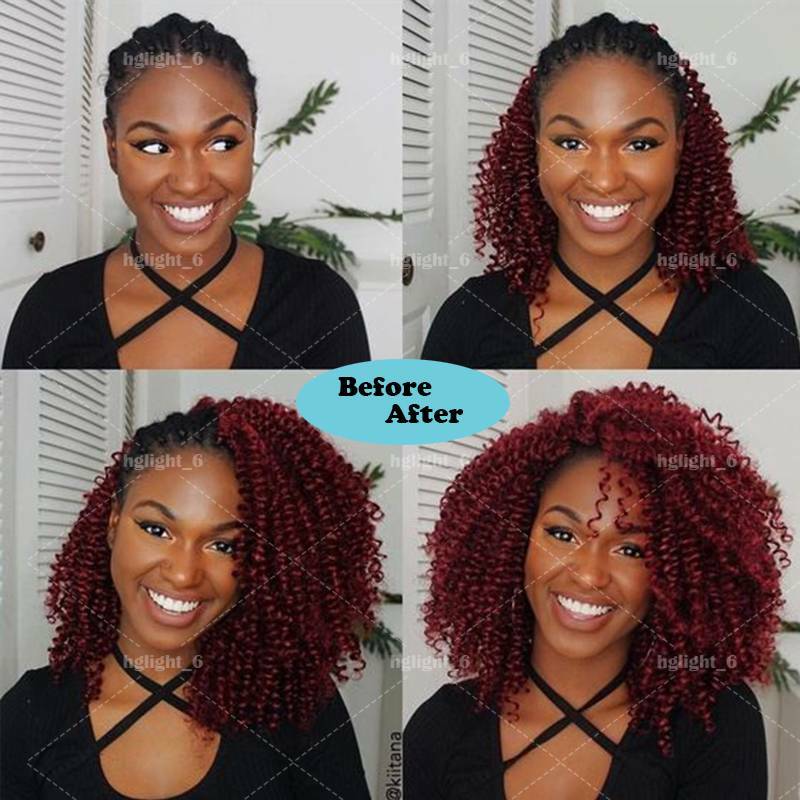 Full Head BoB Kinky Curly Water Wave Crochet Hair Extensions Marley Weaving US