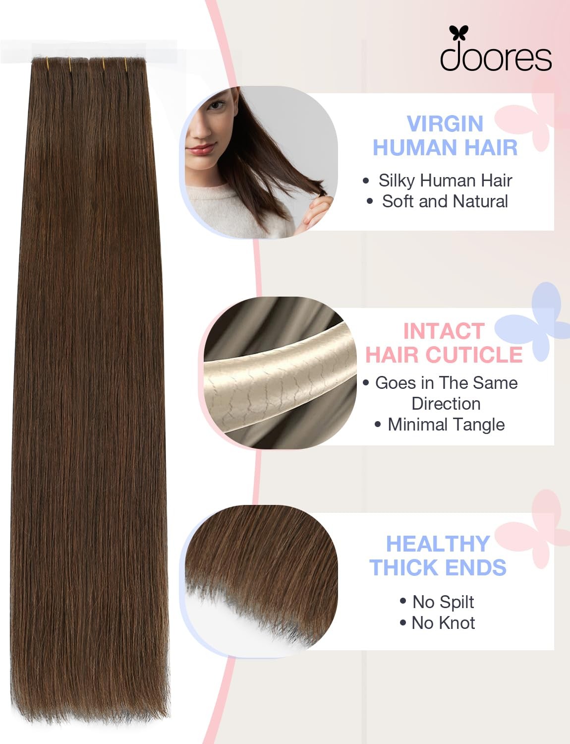 Doores Invisi Edge Tape In Hair Extensions Chocolate Brown 10 Injection