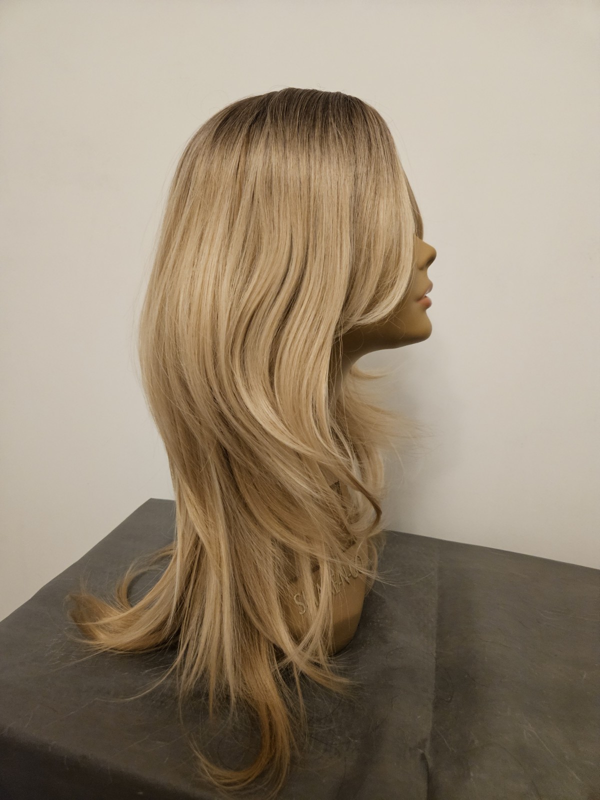 New Medium Ombre BLONDE Straight Layered Long Hair Wig With BANGS