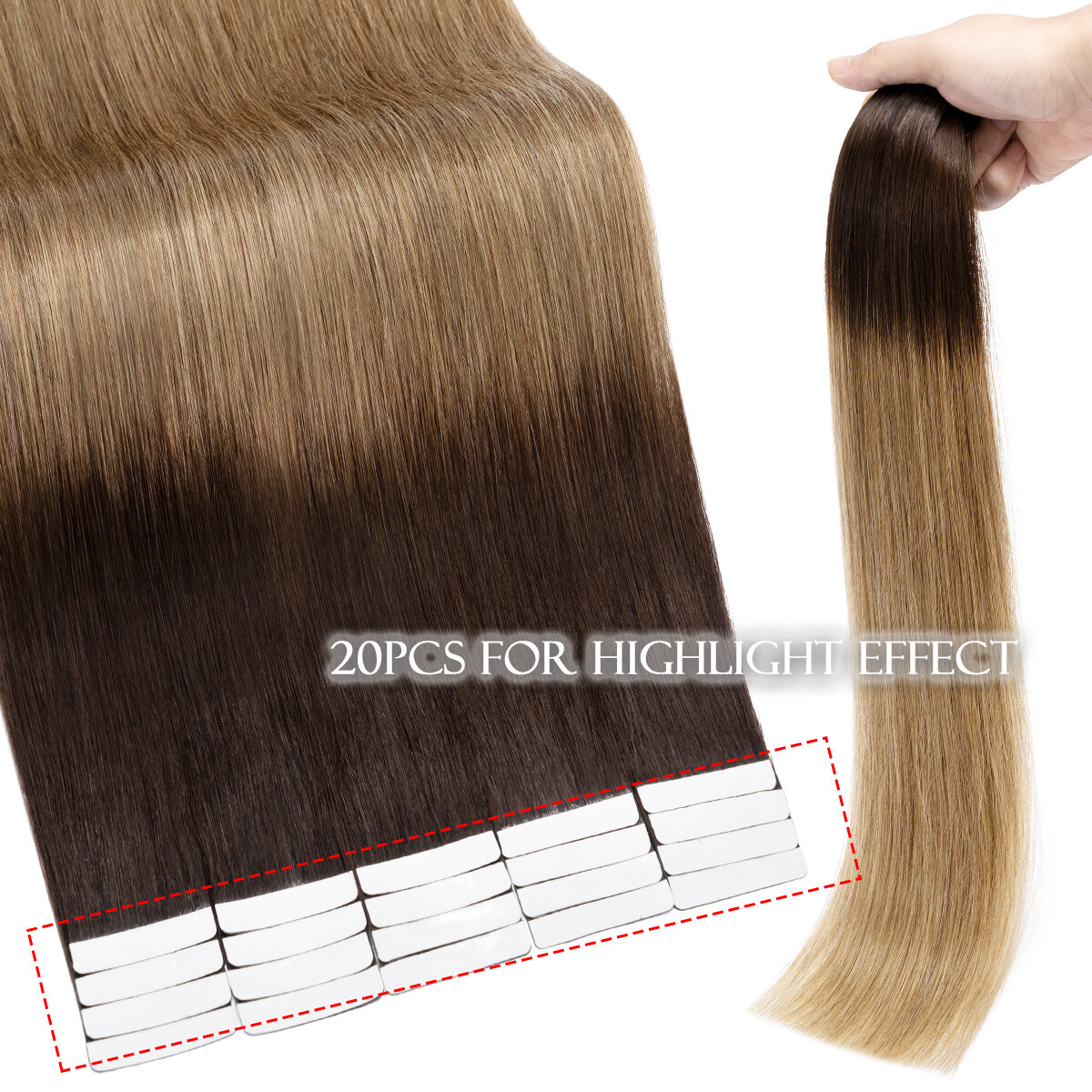 10-80PCS Invisible Tape In Skin Weft Remy Human Hair Extensions Full Head White#
