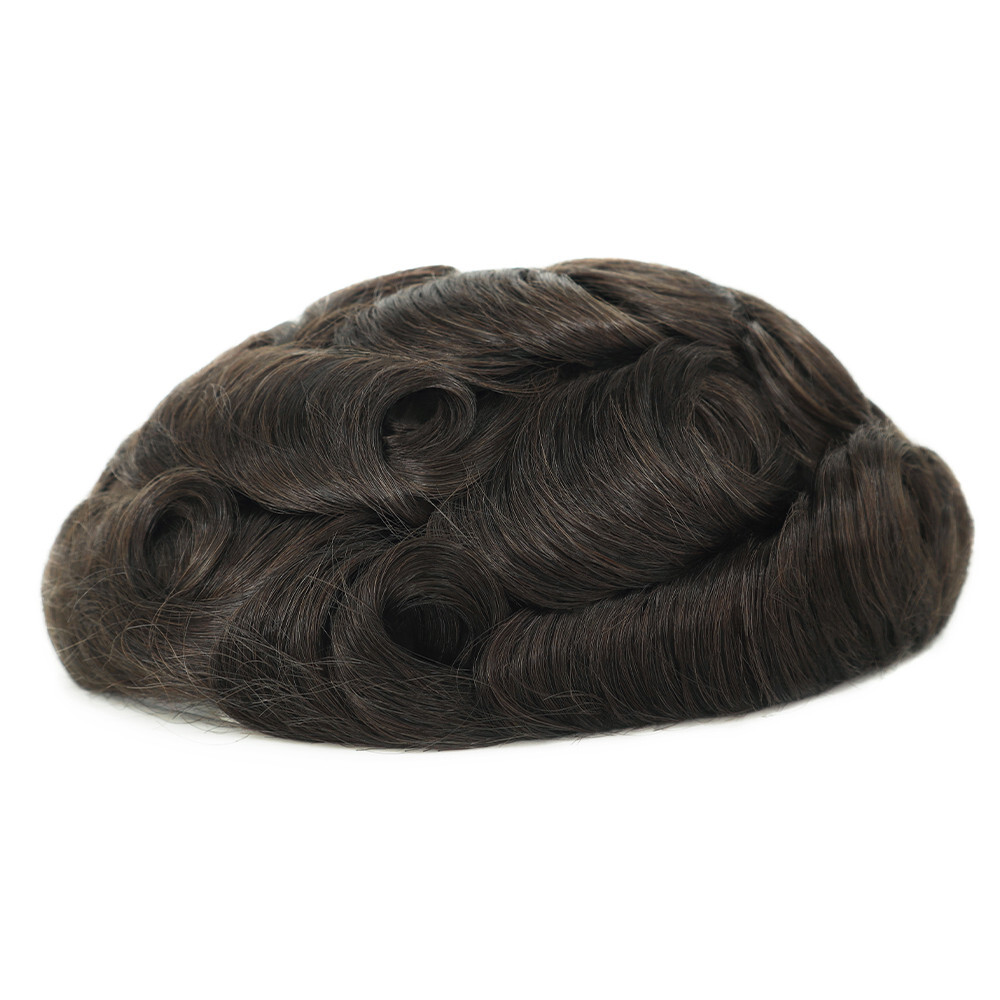 Mens Hairpiece Fine Mono Toupee Human Hair Replacement Systems Economy Shipping