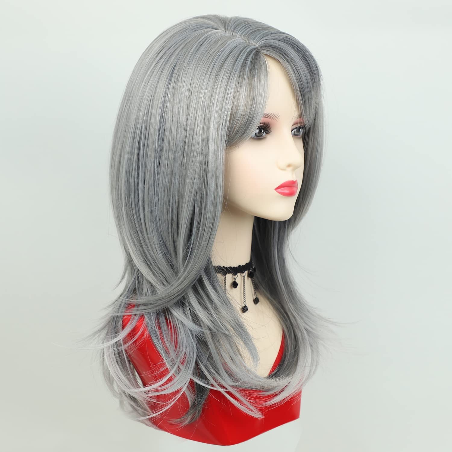 Elegant Salt and Pepper Wavy Wig with Bangs – Transform Your Look Instantly
