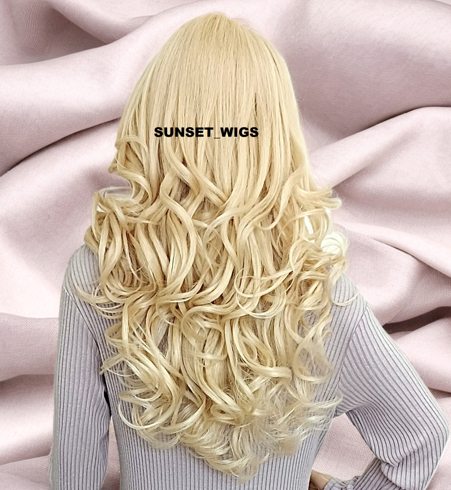 30″ LACE FRONT WIG LONG WAVY LAYERED BLEACH BLONDE #613 HEAT OK NWT