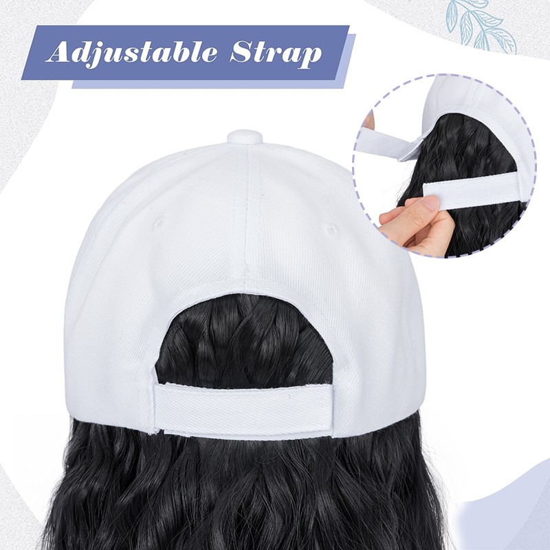 6in 8in Women Bob Baseball Hat with Synthetic Hair Extensions Curly Baseball Cap
