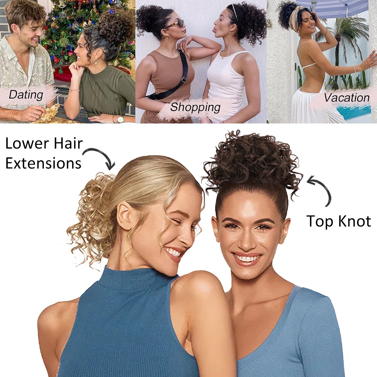 Messy Bun Hair Drawstring Loose Curly Scrunchies Thick Hairpieces Updo Fake Buns