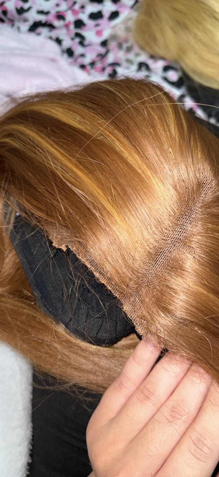 Long Straight Strawberry Blonde Lace Front Layered Synthetic Free-Part Wig