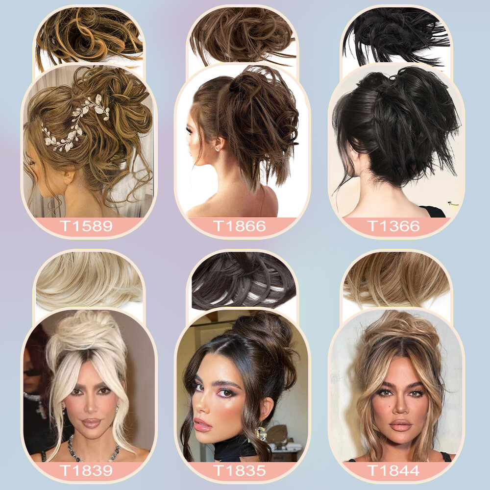 LARGE Real Thick Messy Bun Hair Piece Scrunchie Updo Wrap Extensions as Human US