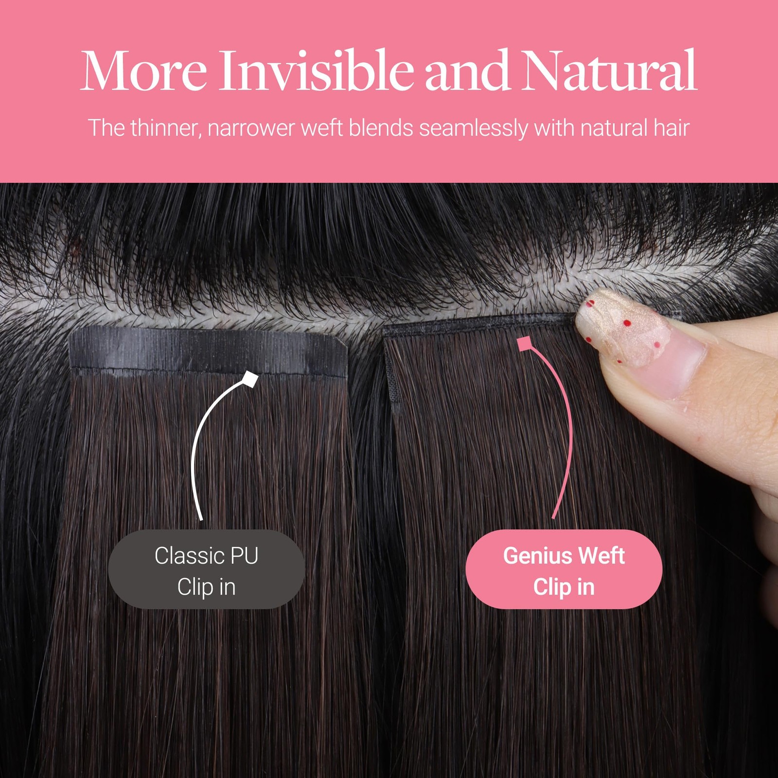 Goo Goo Genius Clip In Hair Extensions 16Inch 140G 7Pcs Seamless Pu Clip In