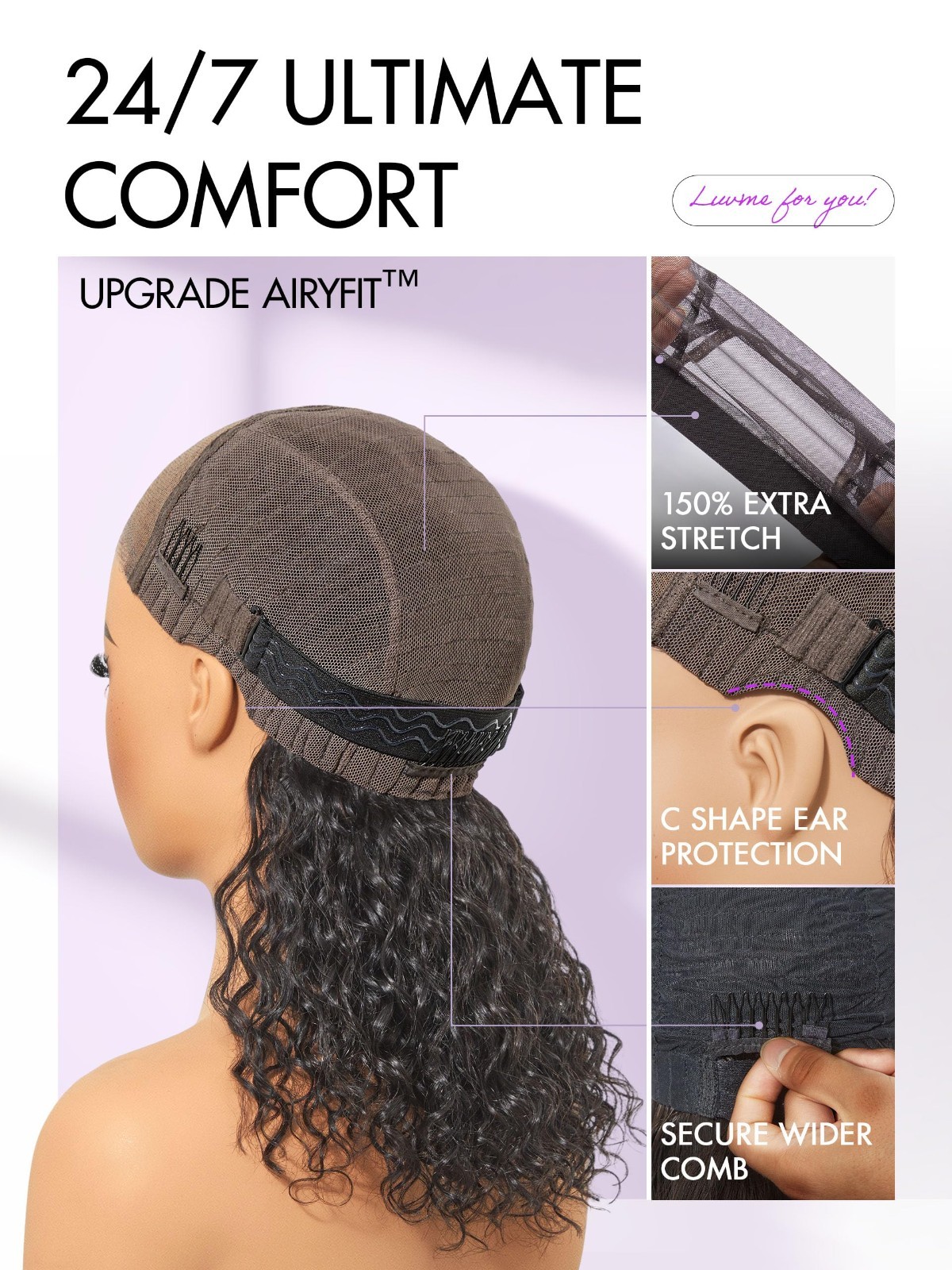 All-Day Comfort Water Wave 5×5 Deep Wave Lace Front Wig – Curly Human Hair, Pre-