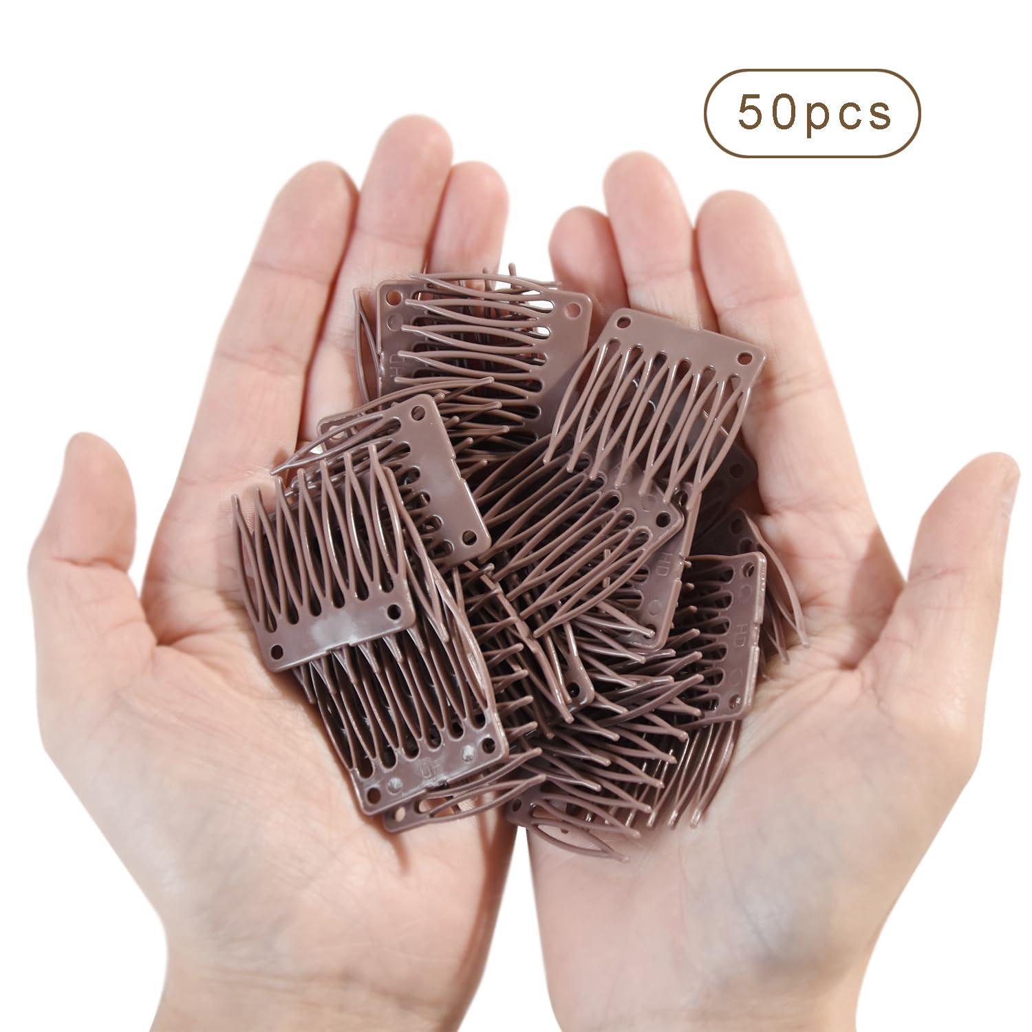 50 PCS Plastic Combs for Wig Making – 7 Teeth Hair Combs, Wig Cap Accessories