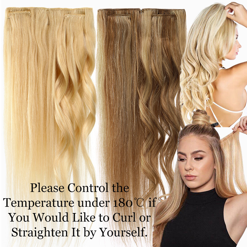 CLEARANCE 100% Human 9A Hair Clip in Remy Hair Extensions Full Head 8PCS Ombre