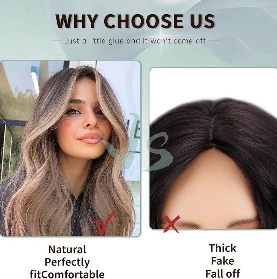 HD Lace Front Wig Human Hair Blend Highlights Wavy Brown X Blonde Balayage