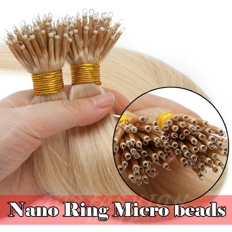 THICK Russian Nano Ring Micro beads Tip 100% Remy Human Hair Extensions 1g/s D02