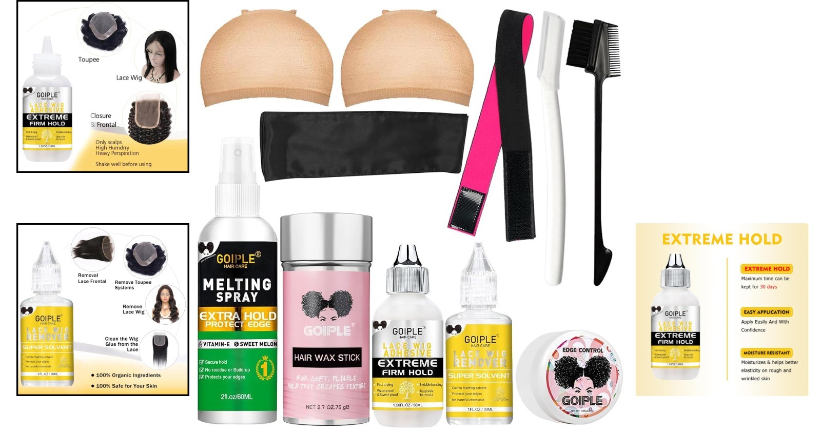 Professional Wig Accessory Kit: Waterproof Glue, Edge Control & Hair Wax Stick