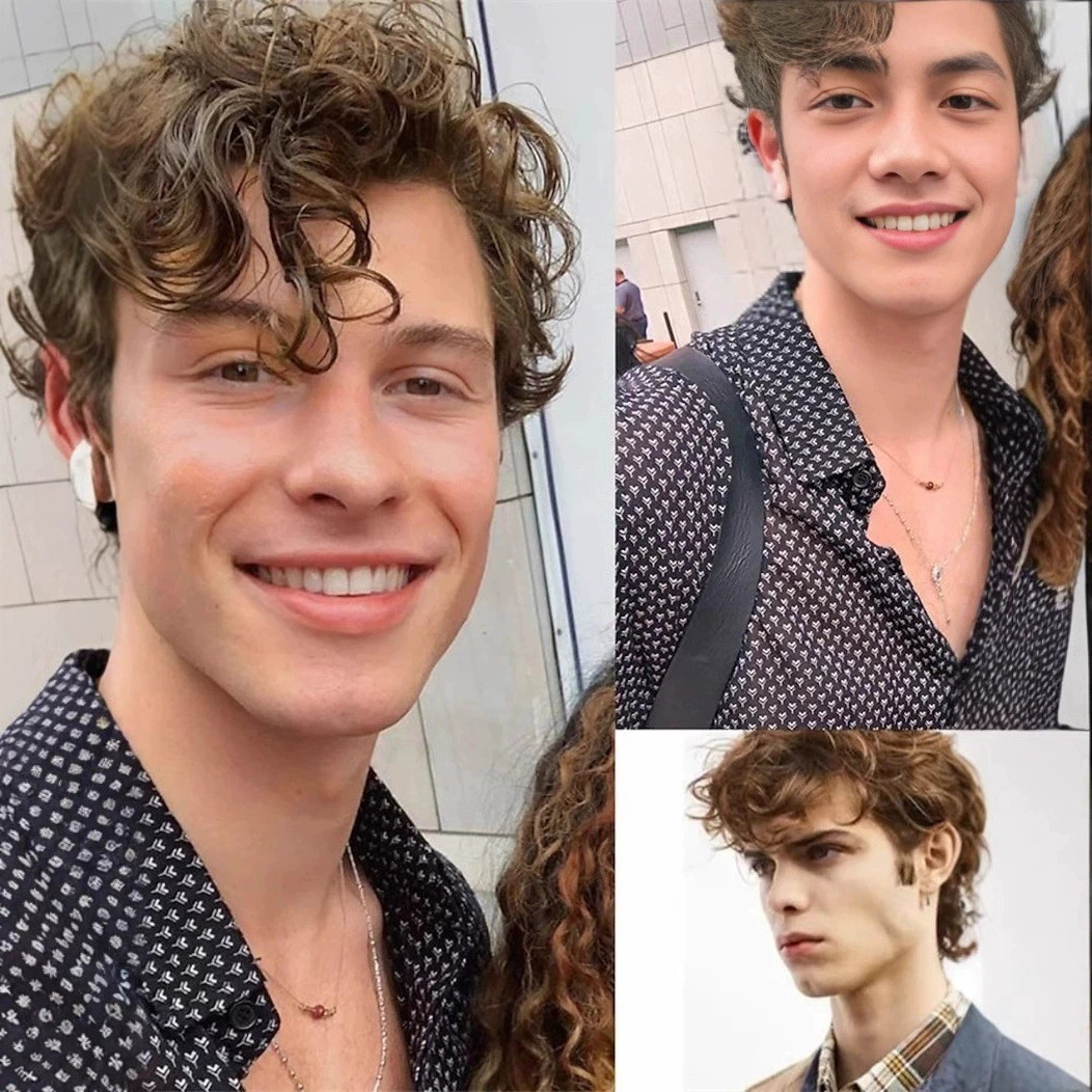 Men’s Short Curly Brown Synthetic Wig Natural Fluffy Wavy Hair with Bangs