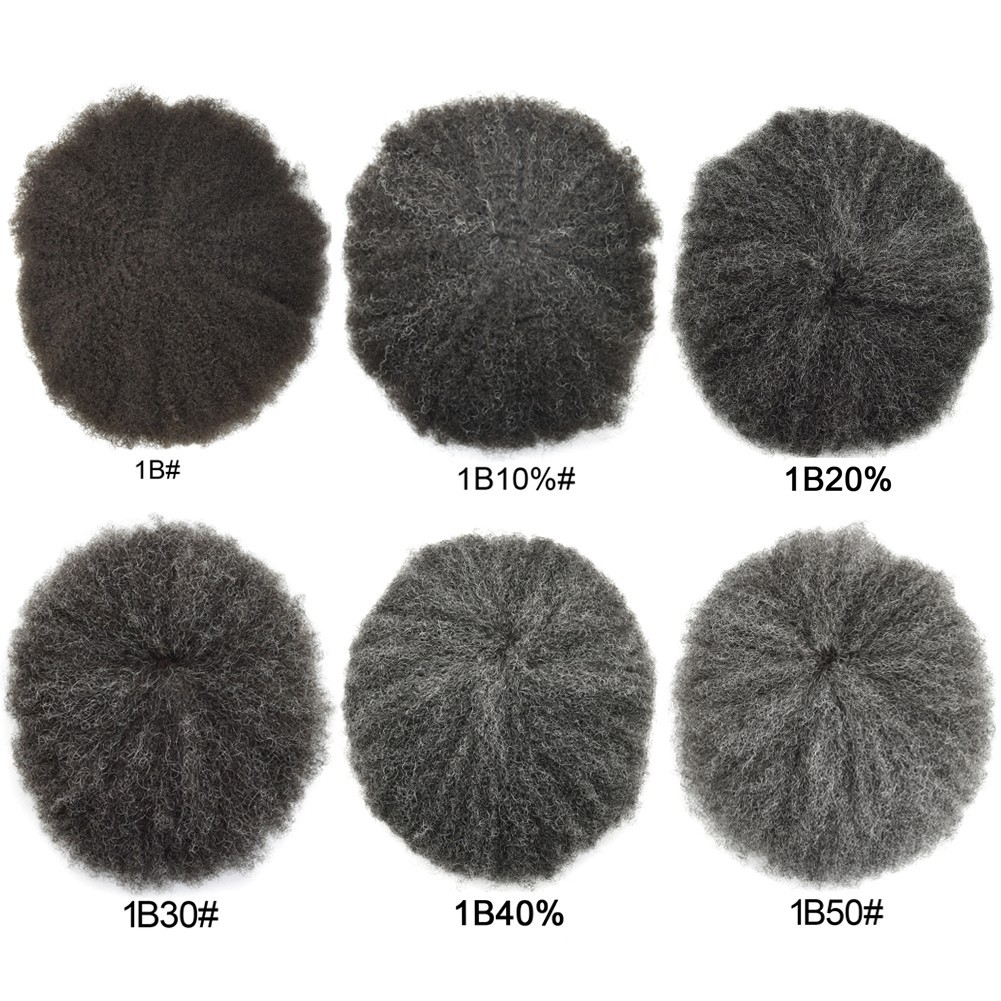 Hair Units for Black Men Full PU Thin Skin Afro Curly Toupee Hairpiece