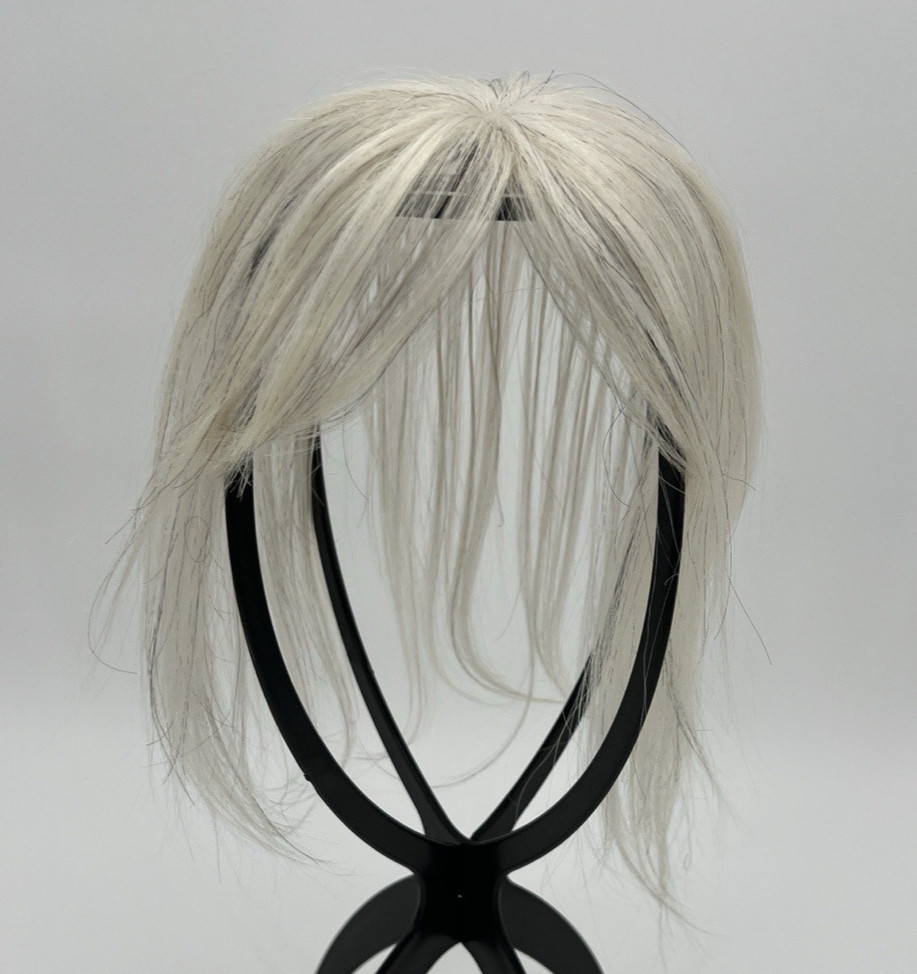 Silver White Black Strands Light Wispy Bangs 10in Women 100% Human Hair Topper