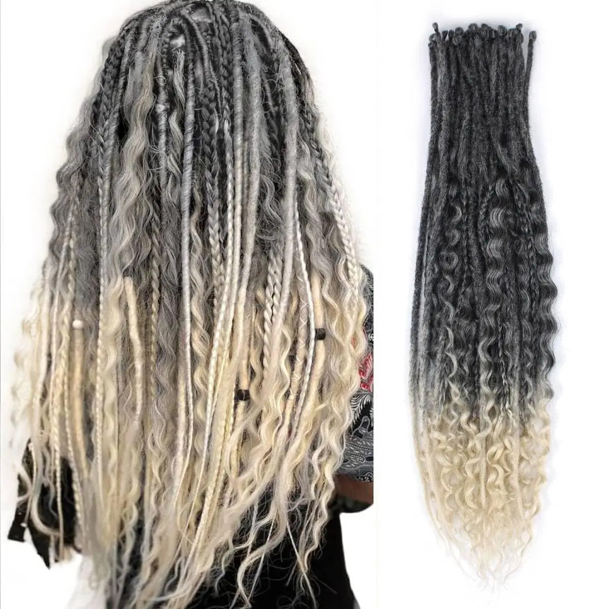 Hippie Style 3 In 1 Mixed Single End Dreadlocks 24 Inch 8 Strands Synthetic