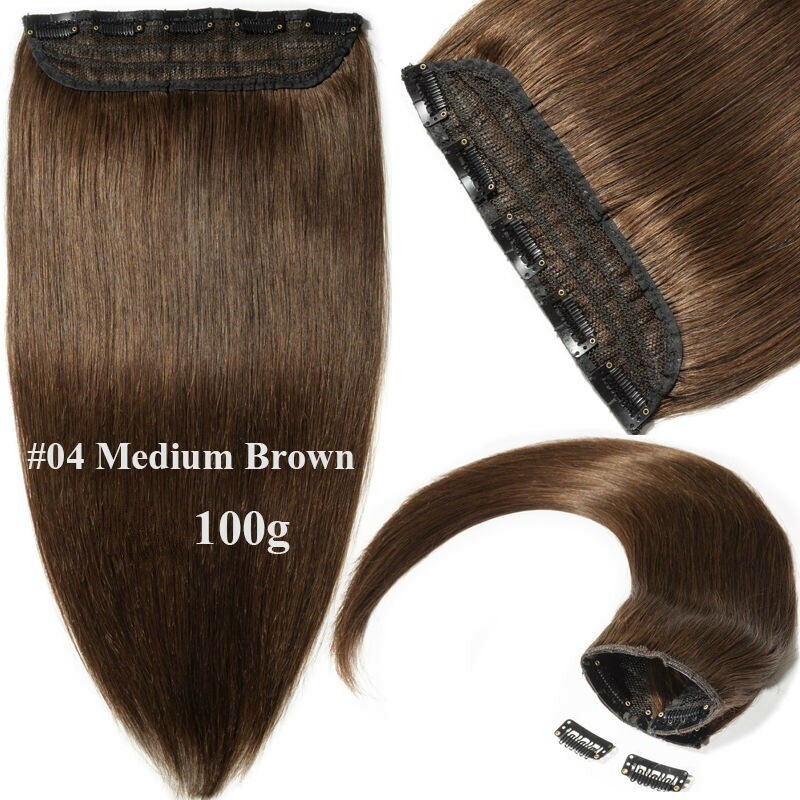 12-32inch 100g Remy Clip In Human Hair Extensions 3/4 Full Head Weft Custom Made