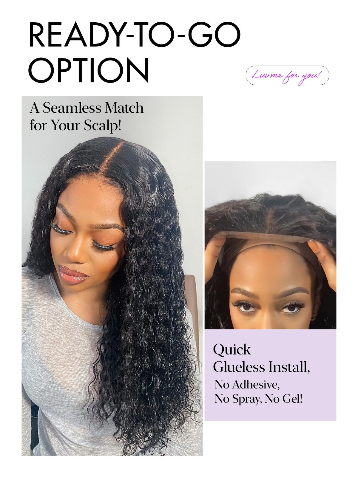 All-Day Comfort Water Wave 5×5 Deep Wave Lace Front Wig – Curly Human Hair, Pre-