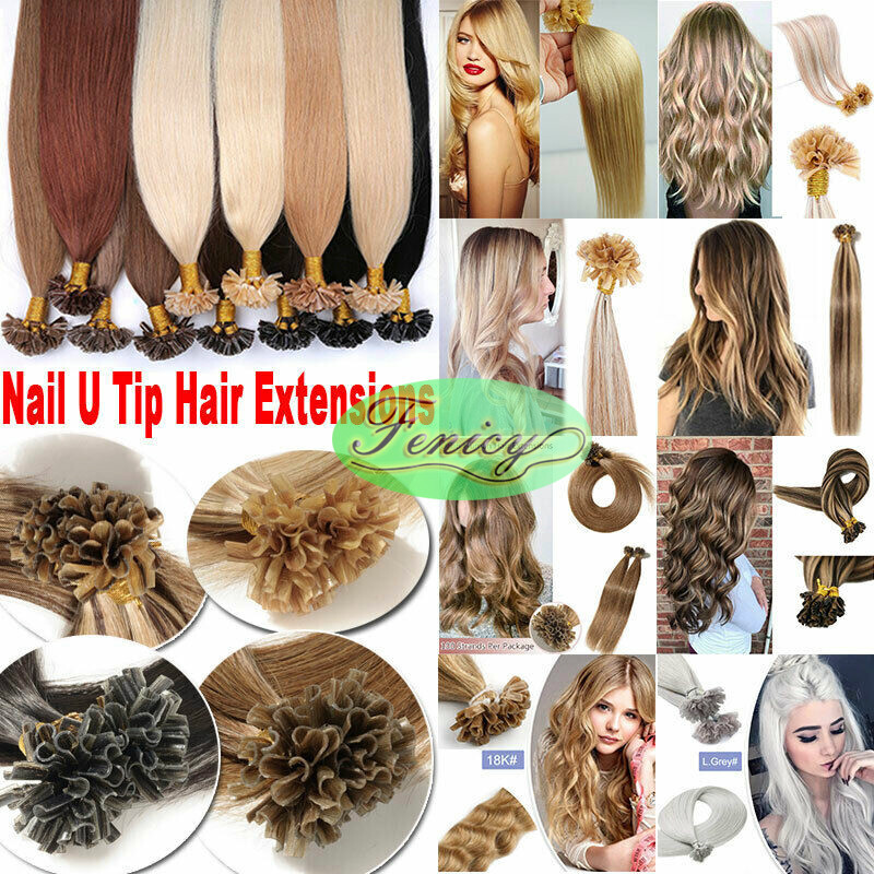 Pre Bonded Keratin Nail U Tip Remy Human Hair Extensions Double Drawn Thick 1g/s