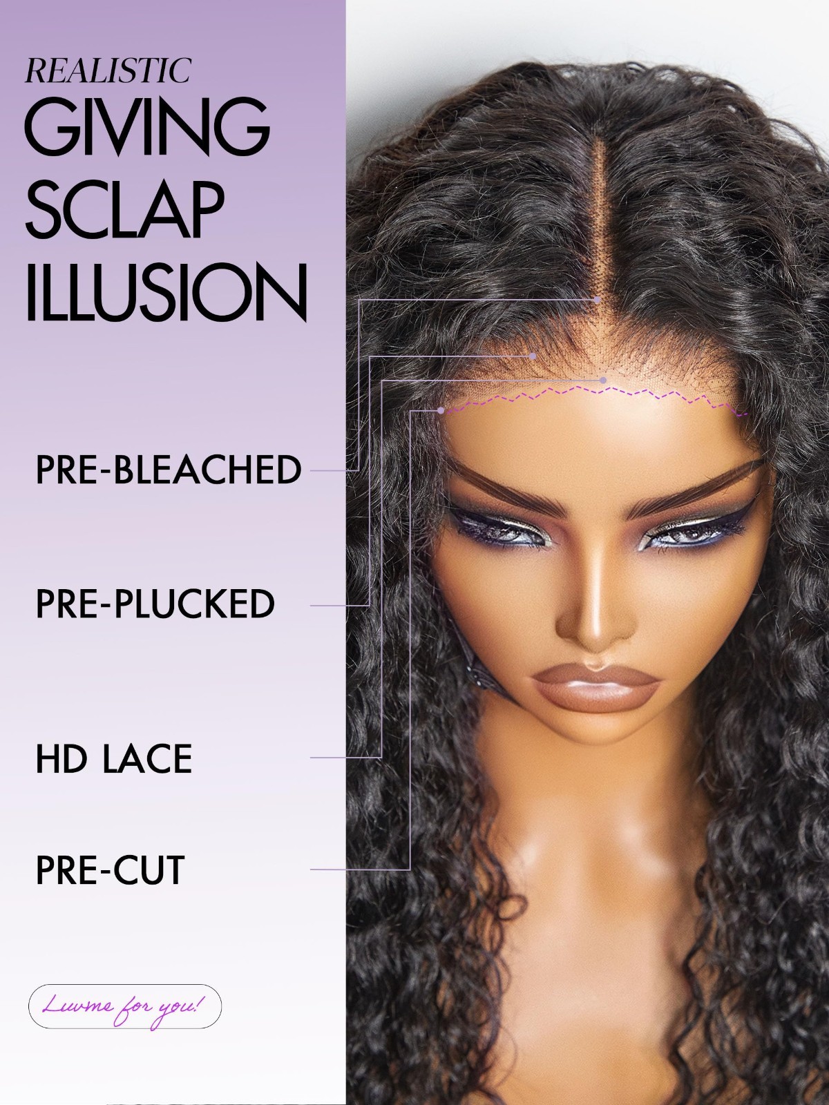 All-Day Comfort Water Wave 5×5 Deep Wave Lace Front Wig – Curly Human Hair, Pre-