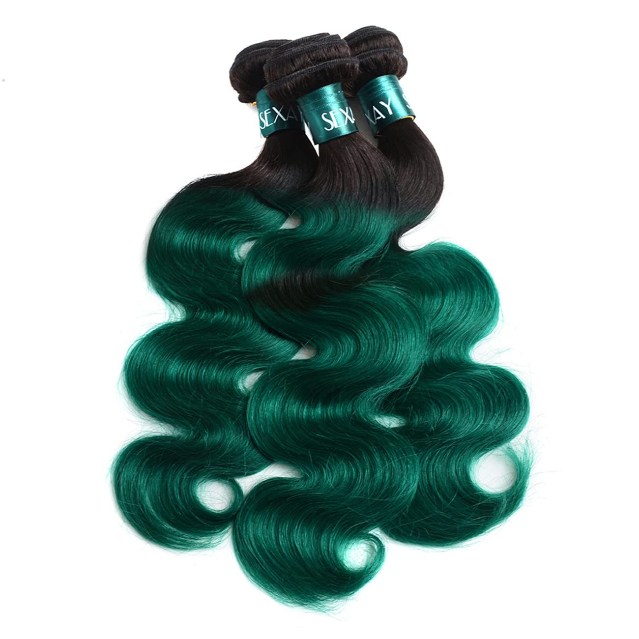 Sexay Green Human Hair Bundles Brazilian Remy Hair Body Wave Bundles
