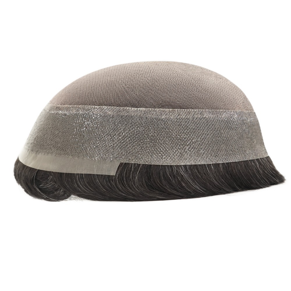 Mens Toupee Human Hair Replacement System Fine Mono Poly Skin Hairpiece 8×10 MPU