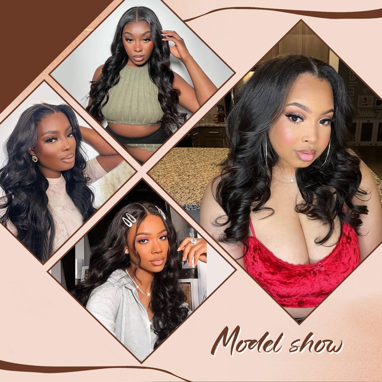 22 Inch Body Wave V Part Human Hair Wig – 200% Density, Adjustable Drawstring, N