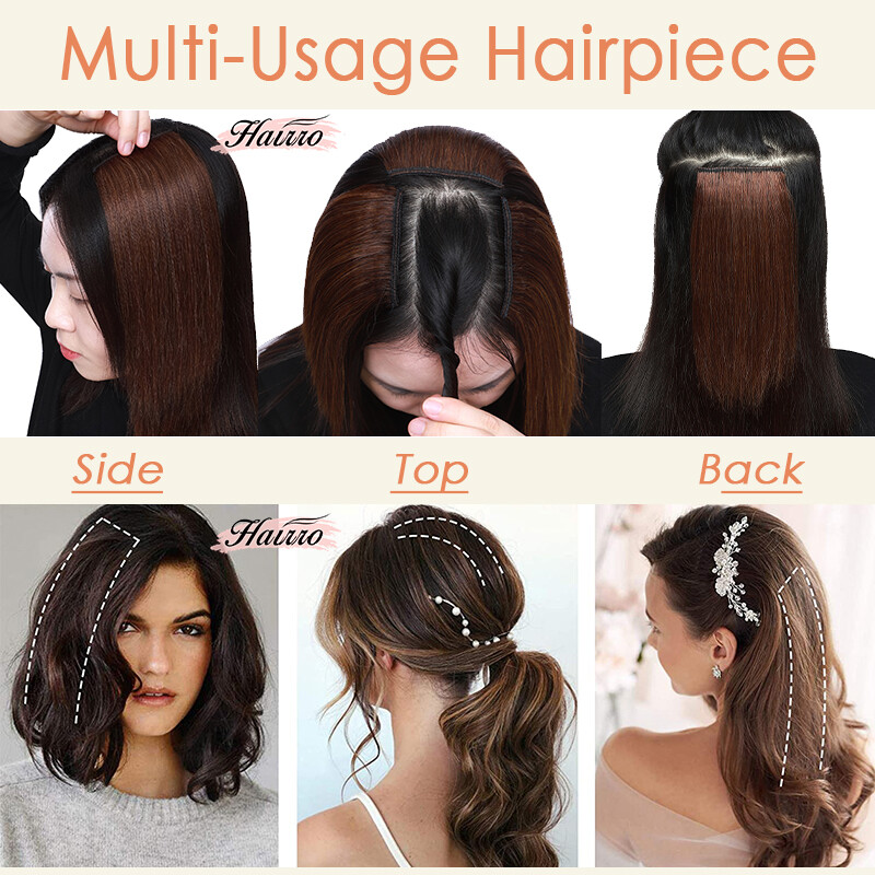 Soft Human Hair Clip In Extensions Thick Mini Padding Hairpiece Patch HAIRRO