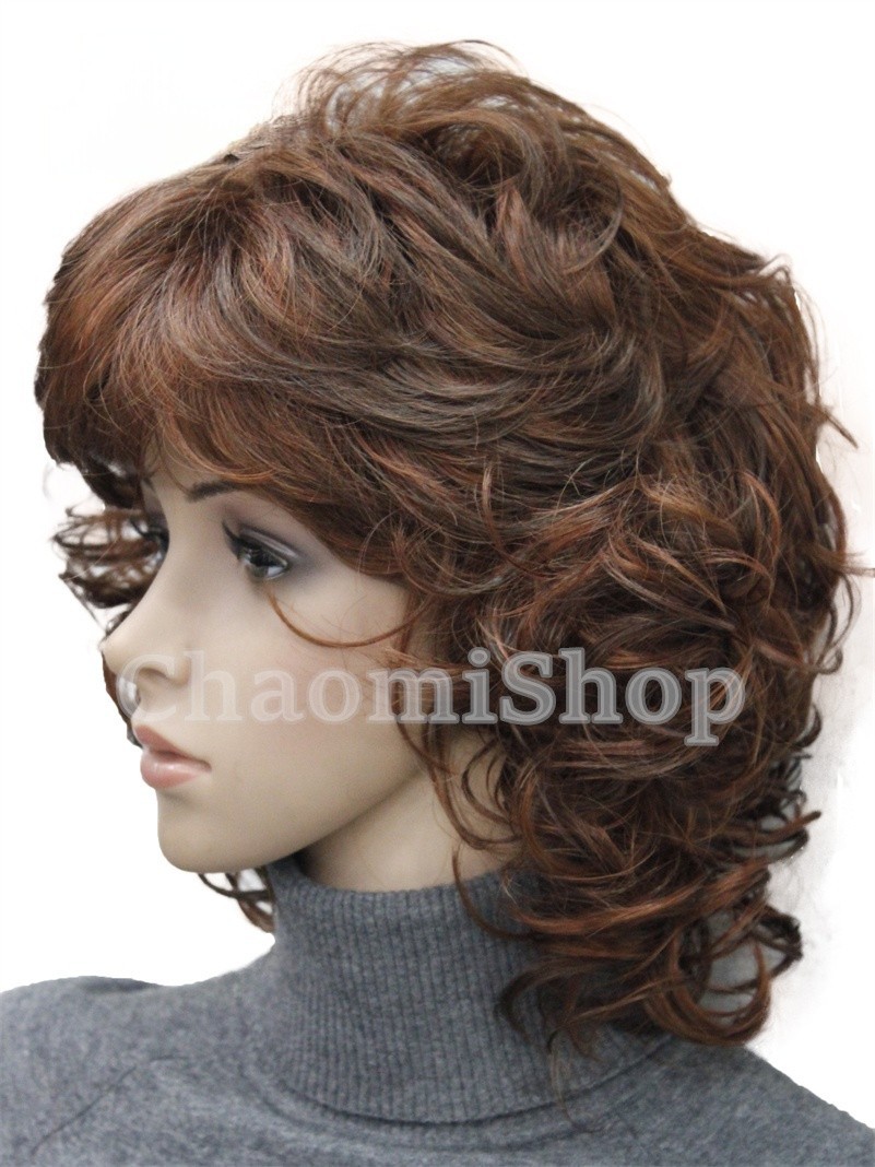 Medium Fluffy Curly Blonde Mix Synthetic Hair Wigs Women Soft Natural Daily