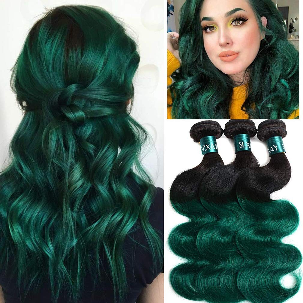 Sexay Green Human Hair Bundles Brazilian Remy Hair Body Wave Bundles