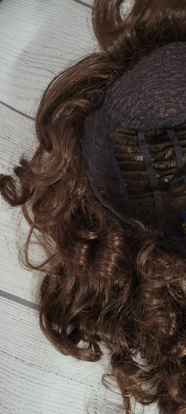 Natural Curly Layered Wig With bang Cooper Brown Daily Retro Japanese Origin