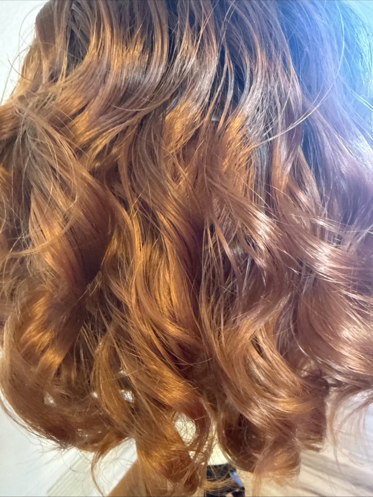 Wig hair, pixie black Ombré To Auburn Curls 12” Long Open Welt Lace Cap 278