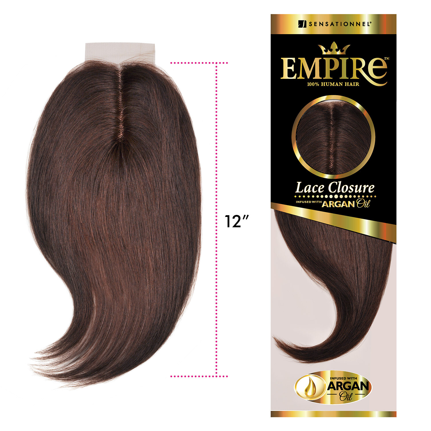 SENSATIONNEL 100% HUMAN HAIR EMPIRE 3-WAY PARTING LACE CLOSURE – YAKI 12″