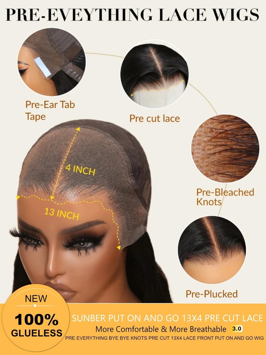 22″ Loose Body Wave Human Hair Wig, Glueless 13×4 HD Lace Front, Pre Plucked, Dr