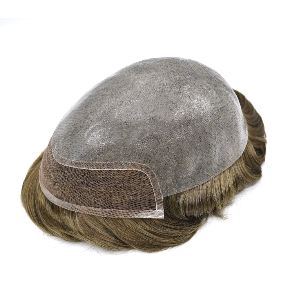 Mens Toupee Human Hair Piece replacement System for men Lace Front Thin Skin Wig