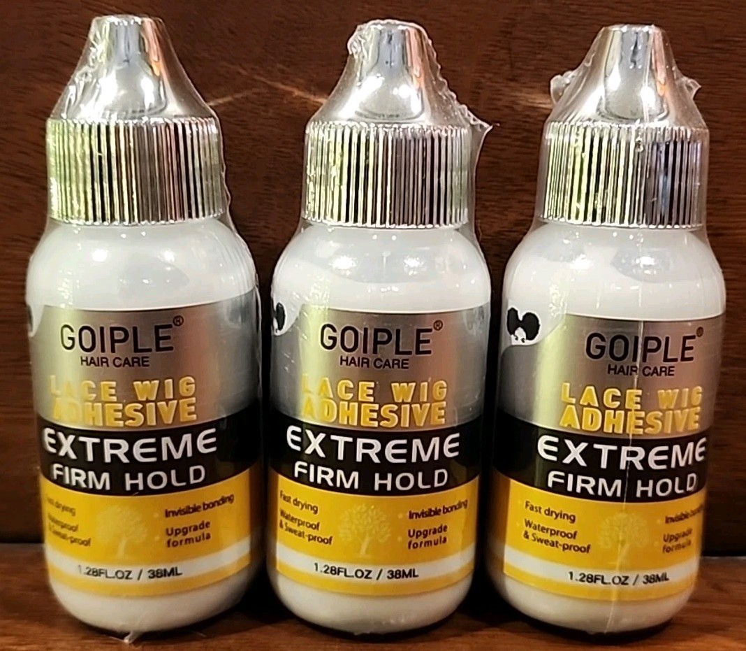 (3 PACK) Goiple Waterproof Lace Wig Glue 1.28 Fl OZ Fast Dry Adhesive for Hair
