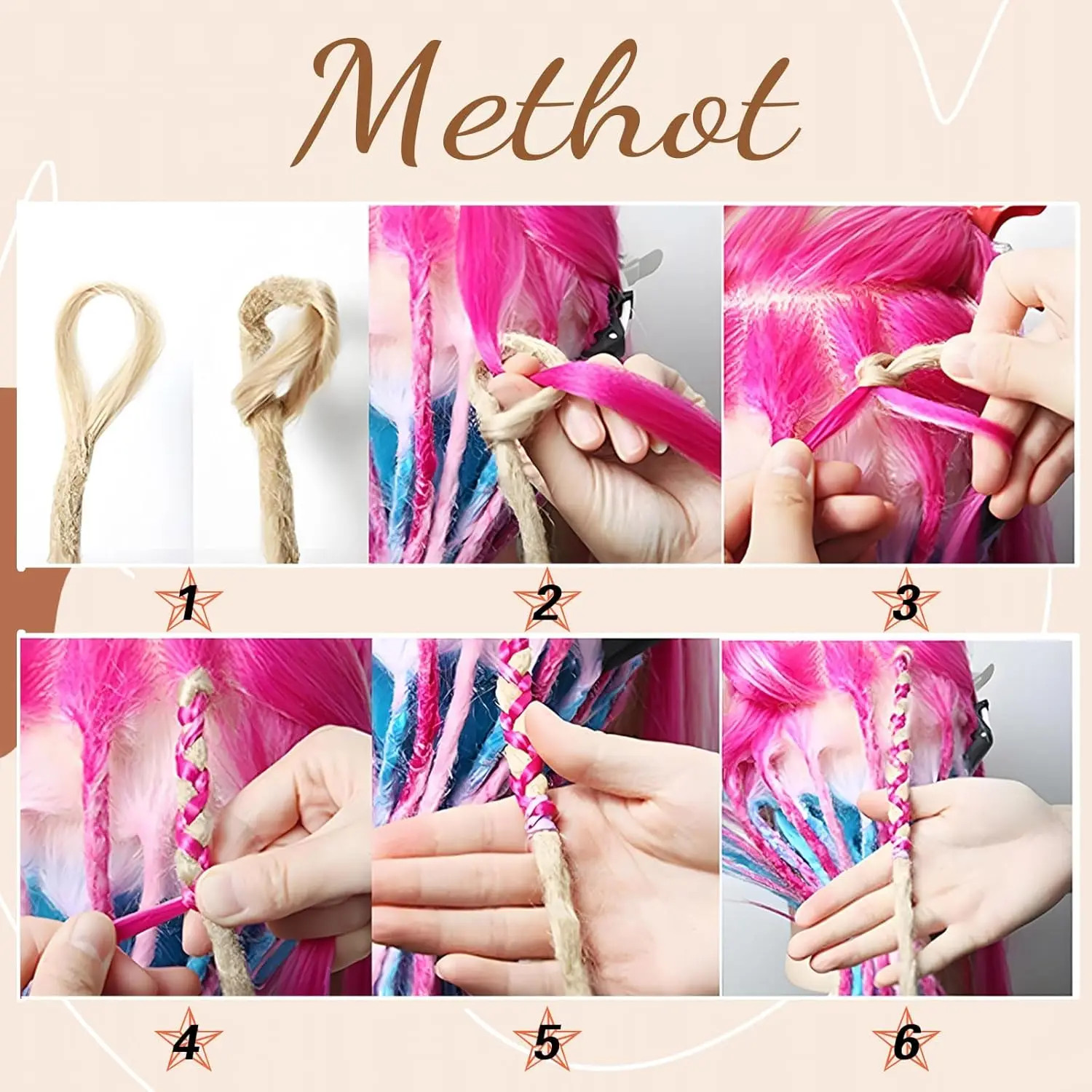 Hippie Style 3 In 1 Mixed Single End Dreadlocks 24 Inch 8 Strands Synthetic