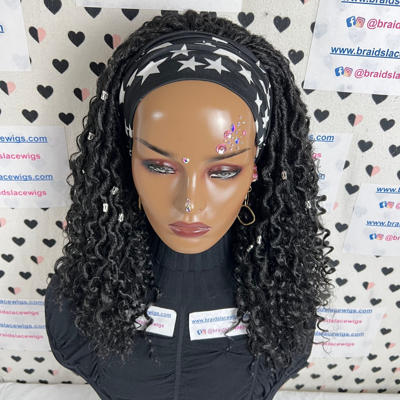Short Faux Locs Headband Wig Boho Goddess Loc Distressed Curly Dreadlocks Wigs