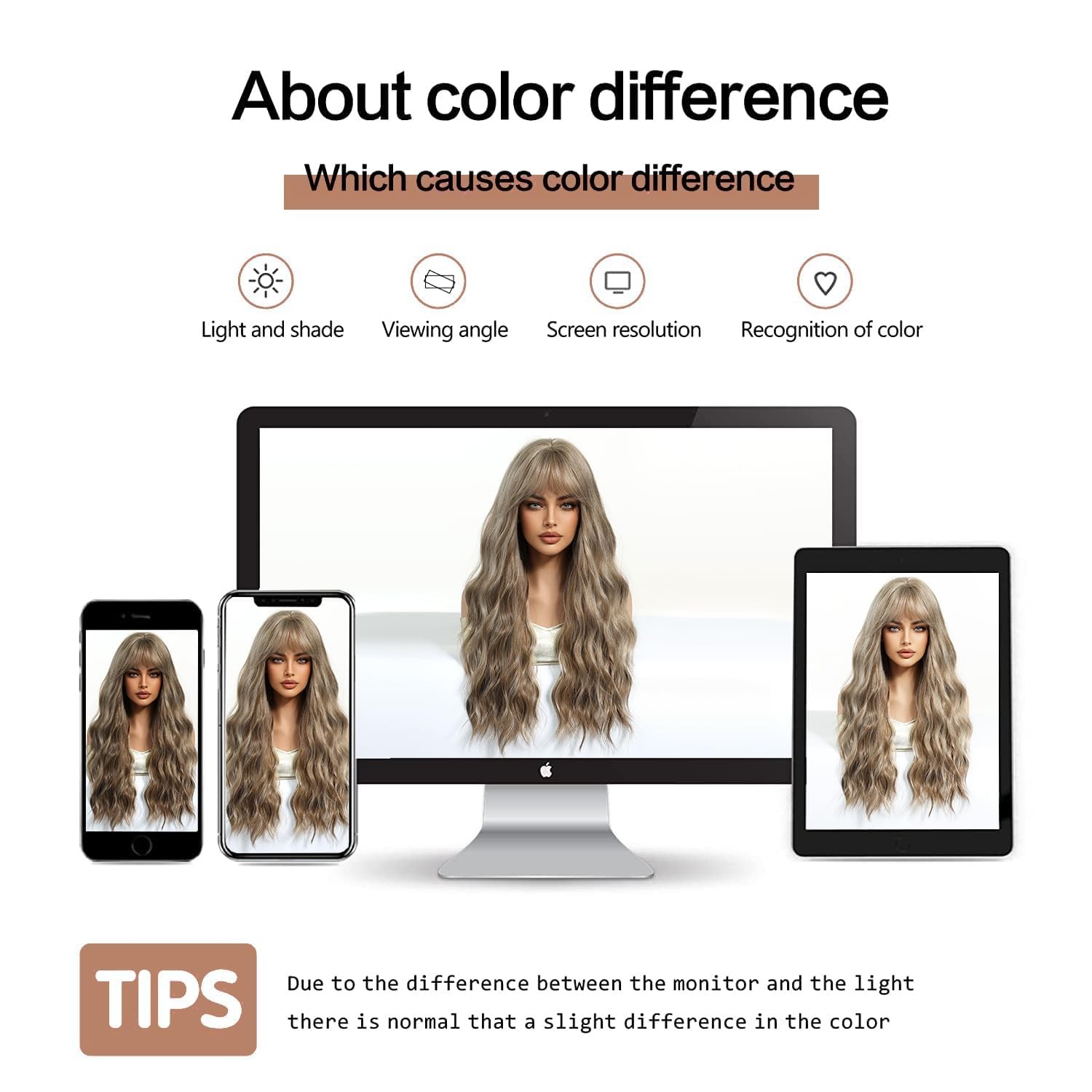 Long Wavy Ash Blonde Wigs for Women with Fringe Natural Synthetic Hair Wig fo…